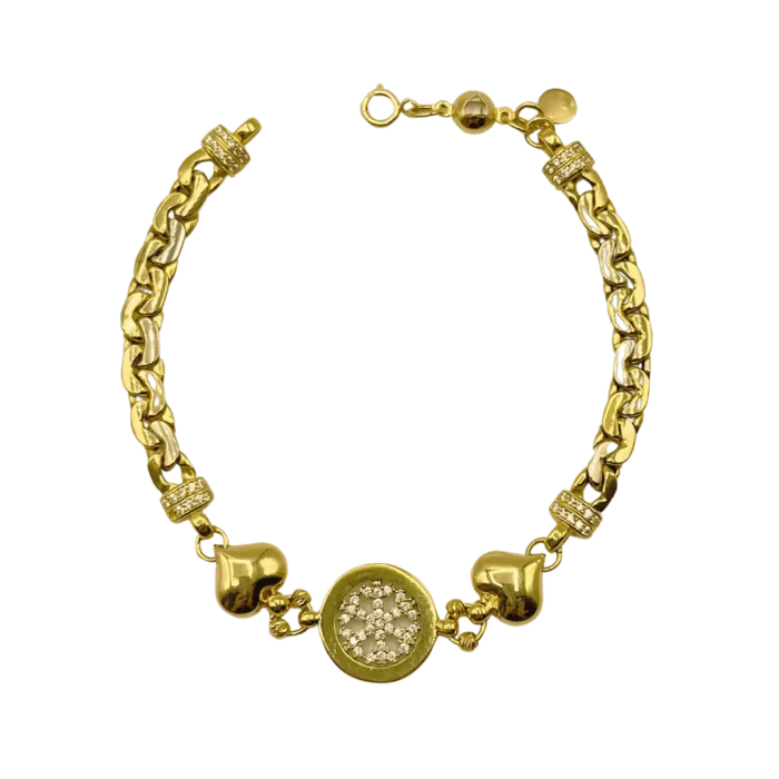 Gourmette en Or Jaune 18K avec Motif Neige