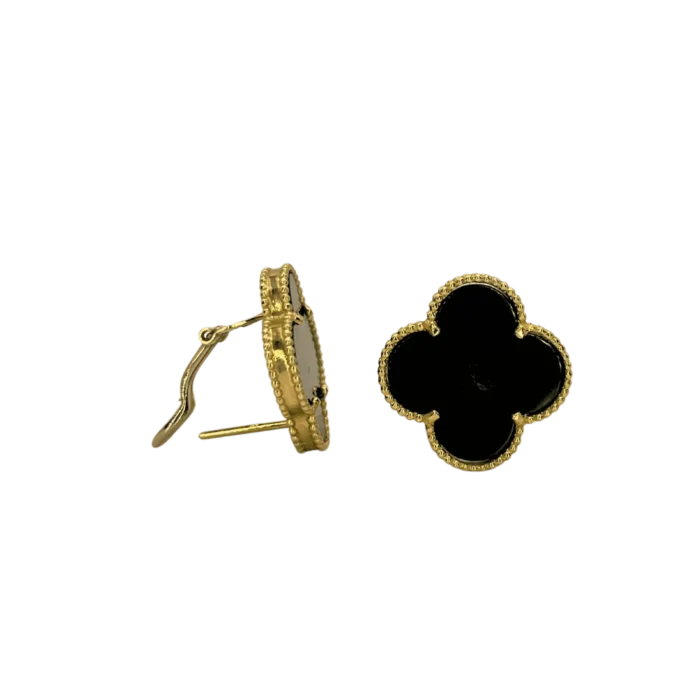 Boucles d'oreilles avec trèfle noir