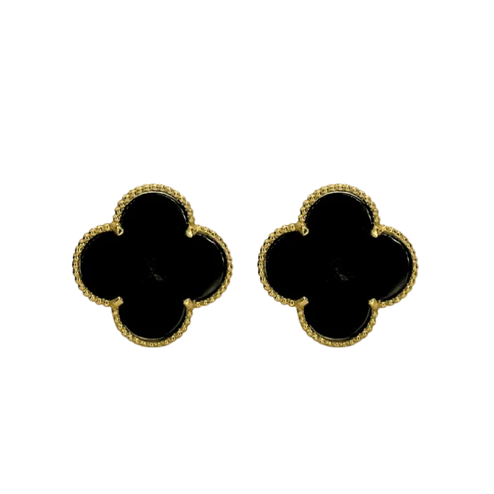Boucles d'oreilles avec trèfle noir