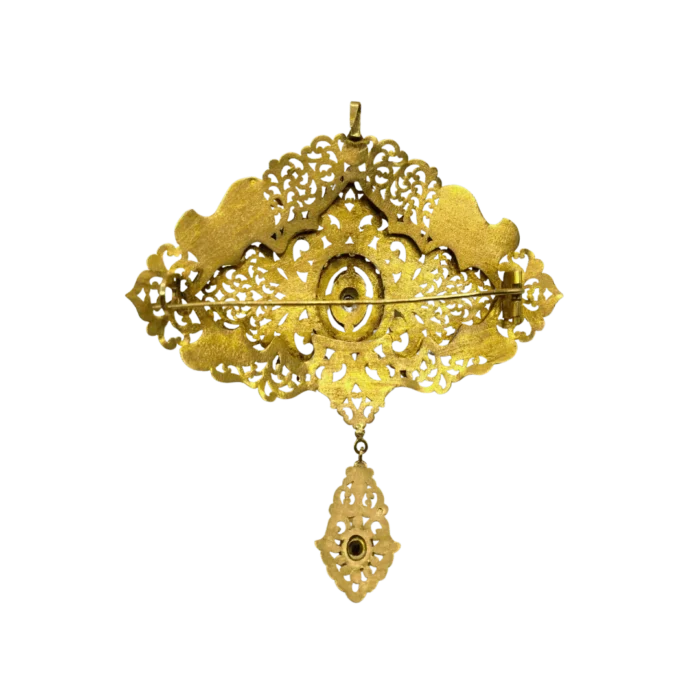 Broche Antique avec Pierre Onyx en Or 18K