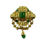 Broche Antique en Or 18K avec Émeraudes