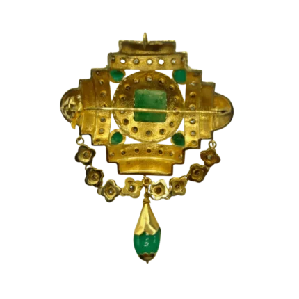 Broche Antique en Or 18K avec Émeraudes