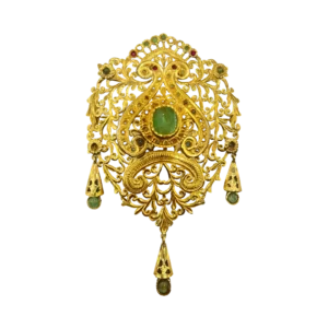 Broche antique en Or 18K avec Pierres Précieuses