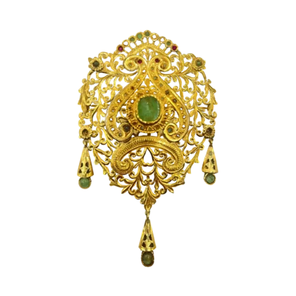 Broche antique en Or 18K avec Pierres Précieuses