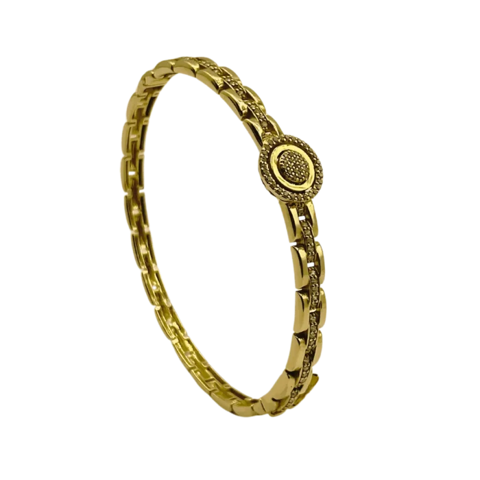 Bracelet Moderne en Or 18k Serti de Zircons