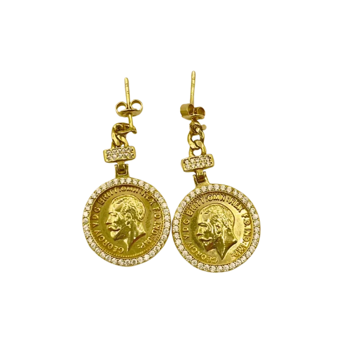 Parure Gravé George V Livre Sterling en Or 18K
