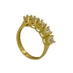 Bague 5 Pierres Zircons en Or 18K