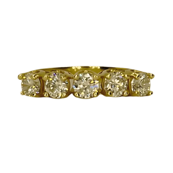 Bague 5 Pierres Zircons en Or 18K