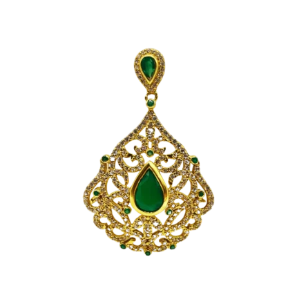 Pendentif avec Pierres Vertes en Or 18K