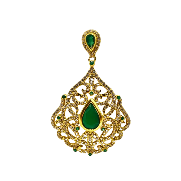 Pendentif avec Pierres Vertes en Or 18K