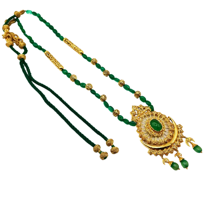 Sautoir Traditionnelle en Or 18K Sertie d'Émeraudes