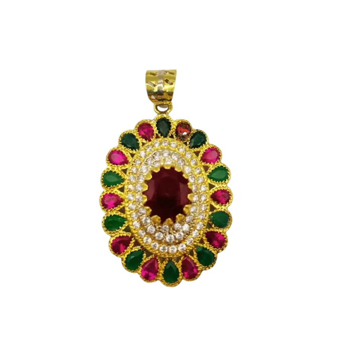 Pendentif en avec Rubis et Émeraudes