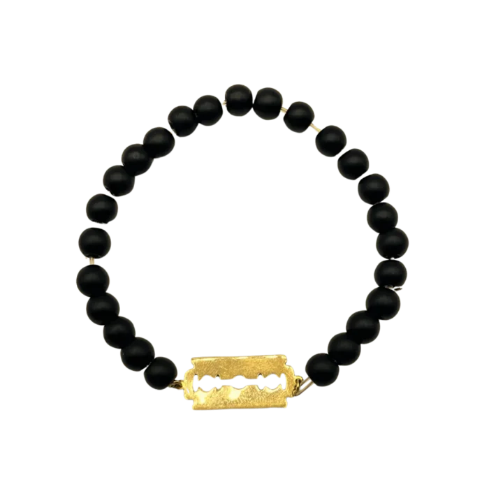 Bracelet LAME de RASOIR en Or 18k et Perle