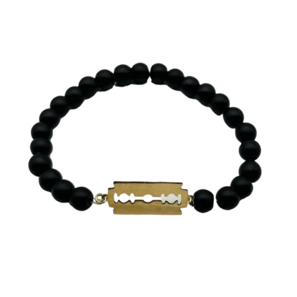 Bracelet LAME de RASOIR en Or 18k et Perle