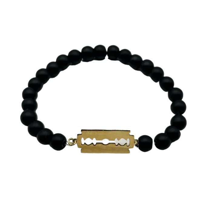 Bracelet LAME de RASOIR en Or 18k et Perle