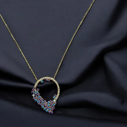 Collier Cercle Zircon Coloré en Or 18K