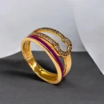 Bague en Or Rose 18K avec Zircons Éclatants