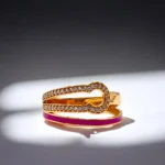 Bague en Or Rose 18K avec Zircons Éclatants