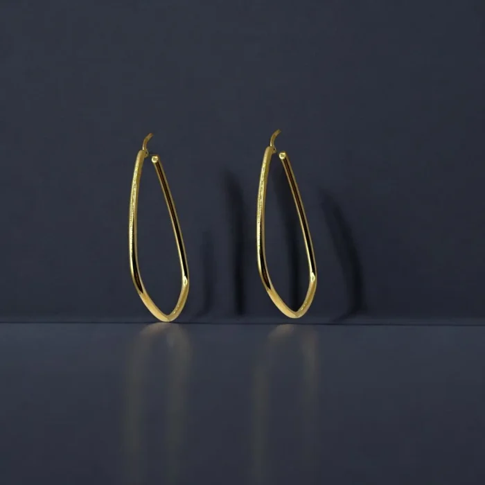 Boucles d'oreilles Ovales en Or Jaune 18K