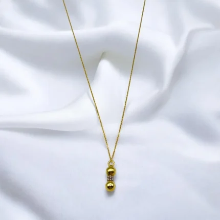 Chaîne avec Pendentif Boules en Or 18K