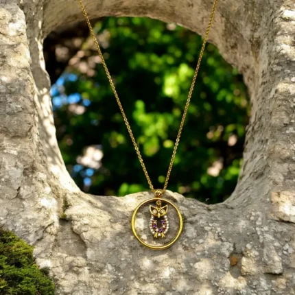 Collier avec Pendentif Hibou en Or 18K