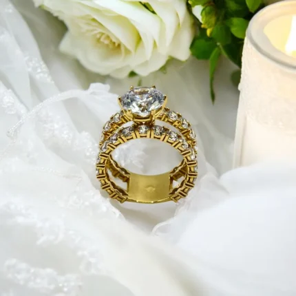 Charme Bague de Mariage en Or 18k Sertie