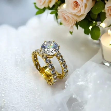 Charme Bague de Mariage en Or 18k Sertie