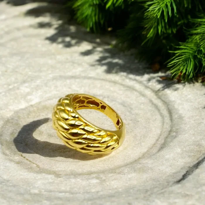 Bague Motif Maille en Or 18k