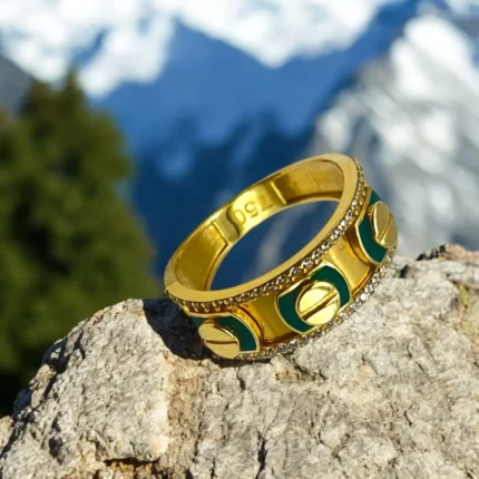 Bague Émaillée en Or Jaune 18K