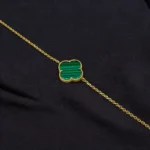Gourmette Van Cleef Verte en Or 18K
