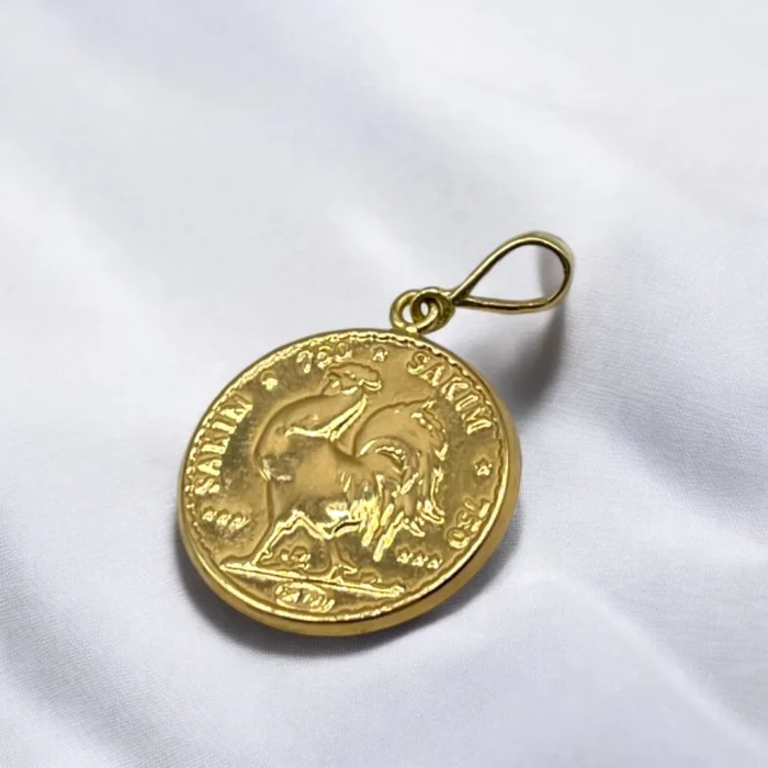 Pendentif Pièce de Monnaie Coq en Or 18k