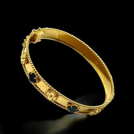 Bracelet en Or 18K avec Trèfles Noir