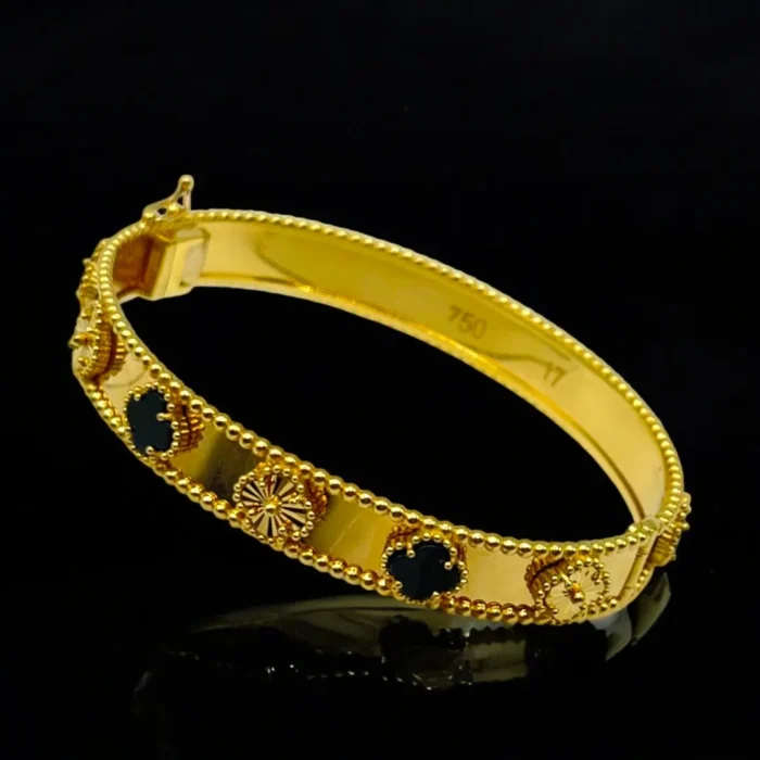 Bracelet en Or 18K avec Trèfles Noir
