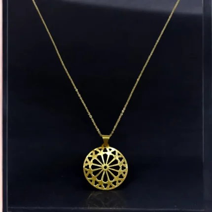 Chaîne avec Pendentif Rond en Or 18K