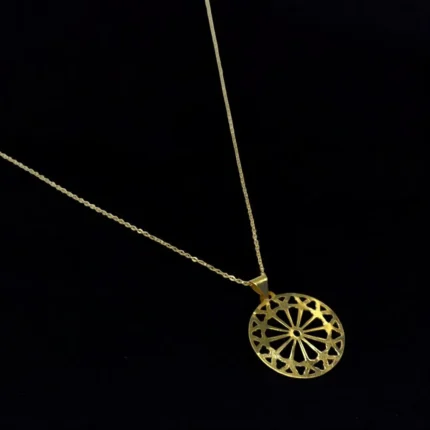 Chaîne avec Pendentif Rond en Or 18K