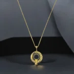 Chaîne avec Pendentif Rond en Or 18K