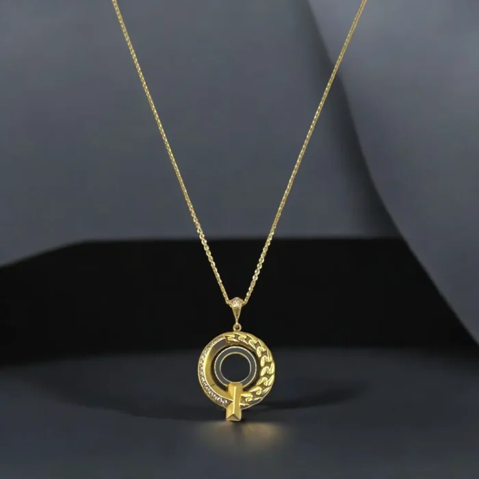 Chaîne avec Pendentif Rond en Or 18K