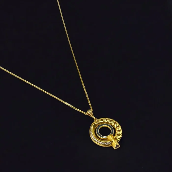 Chaîne avec Pendentif Rond en Or 18K