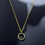 Chaîne avec Pendentif Rond en Or 18K