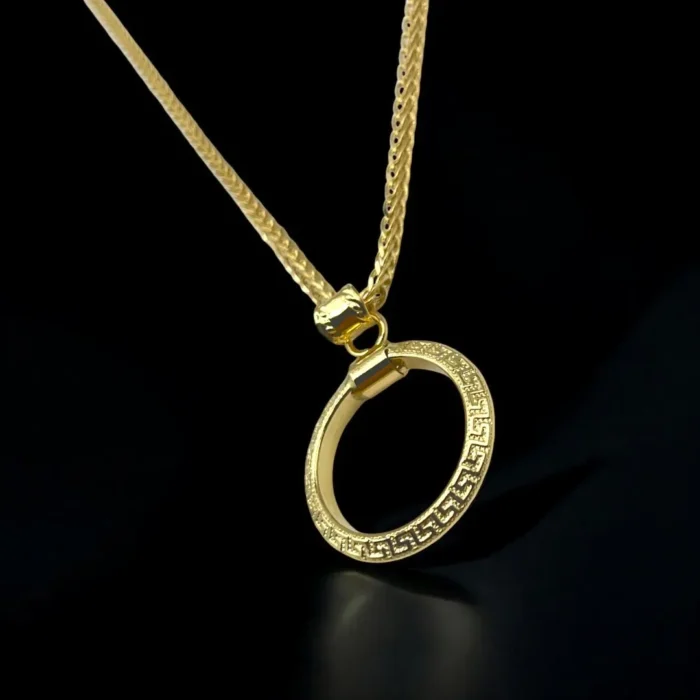 Chaîne avec Pendentif Rond en Or 18K