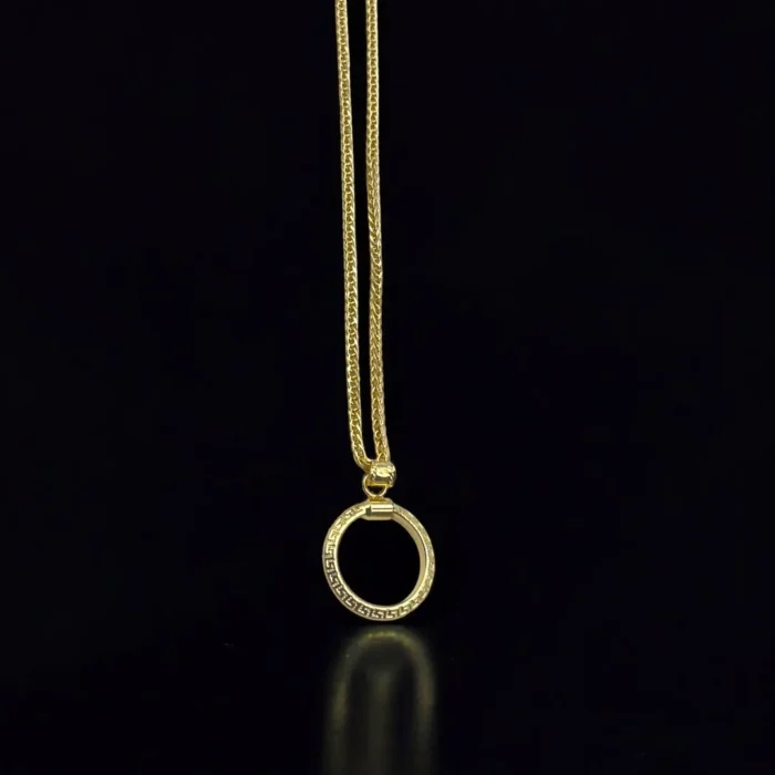 Chaîne avec Pendentif Rond en Or 18K