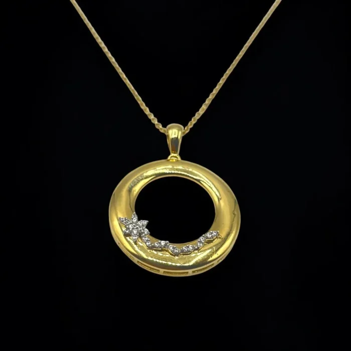 Chaîne Pendentif Rond en Or 18 Carats