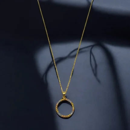 Chaîne Pendentif Rond en Or 18K