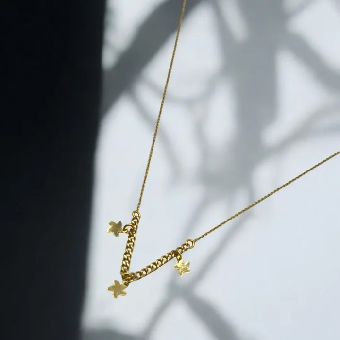 Chaîne Pendentif Étoiles en Or 18K