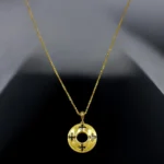 Chaîne avec Pendentif Rond en Or 18K