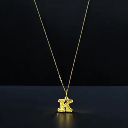 Chaîne Pendentif Lettre K en Or Jaune 18K