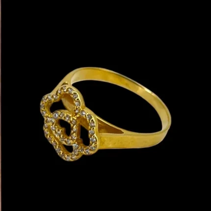 Élégante Bague Florale en Or 18K